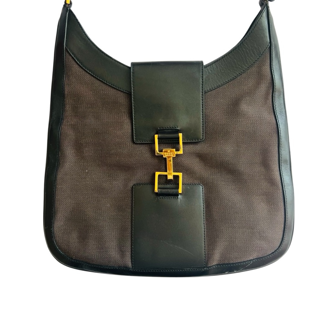 GUCCI Jackie Hobo Shoulder Canvas Leather Bag
